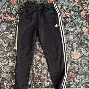 Adidas Kids Black Joggers with White Stripes